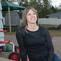 Jurita Foltyn with a daycare playground in the background