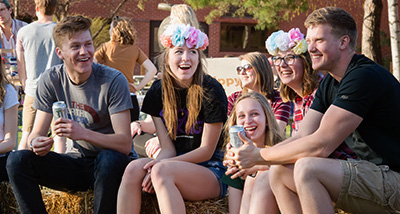 Group of students enjoying the weather outside