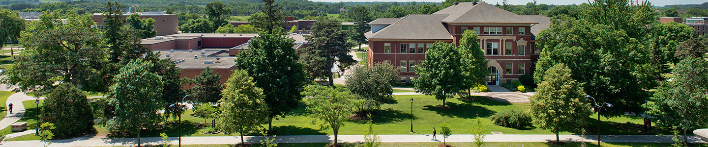 Aerial of South Hall and Chalmer Davee Library