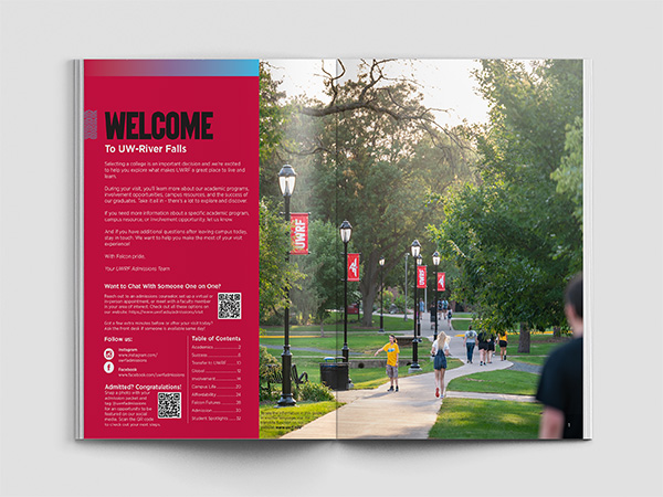 An example of the Visitors Guide open to page 1 with the table of contents