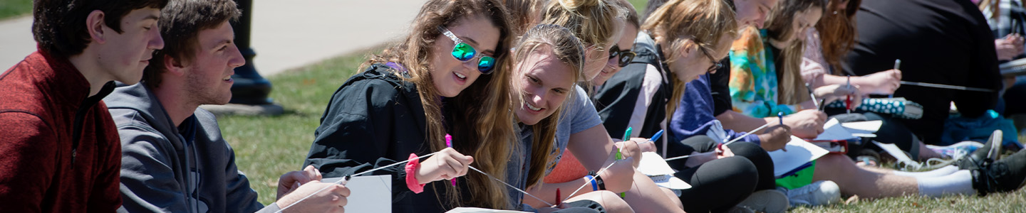 Education students attend class outside