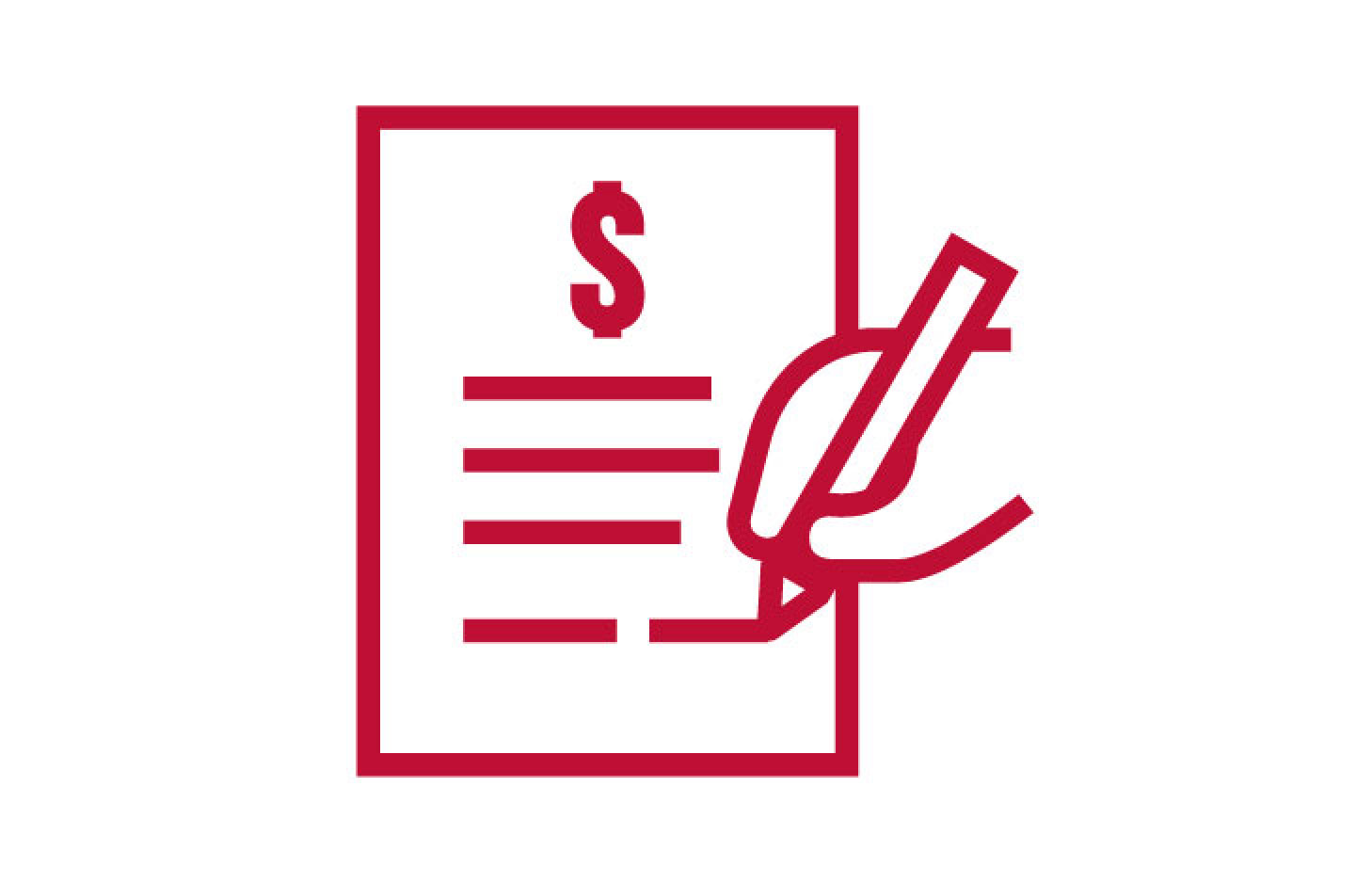 Icon of a hand writing on a piece of paper