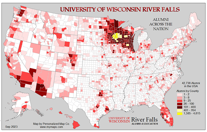 2023 UWRF Alumni Location Heat Map