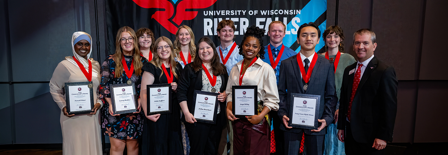 The 2026 Chancellor's Student Award winners pose with the Chancellor during a reception on April 22nd. 